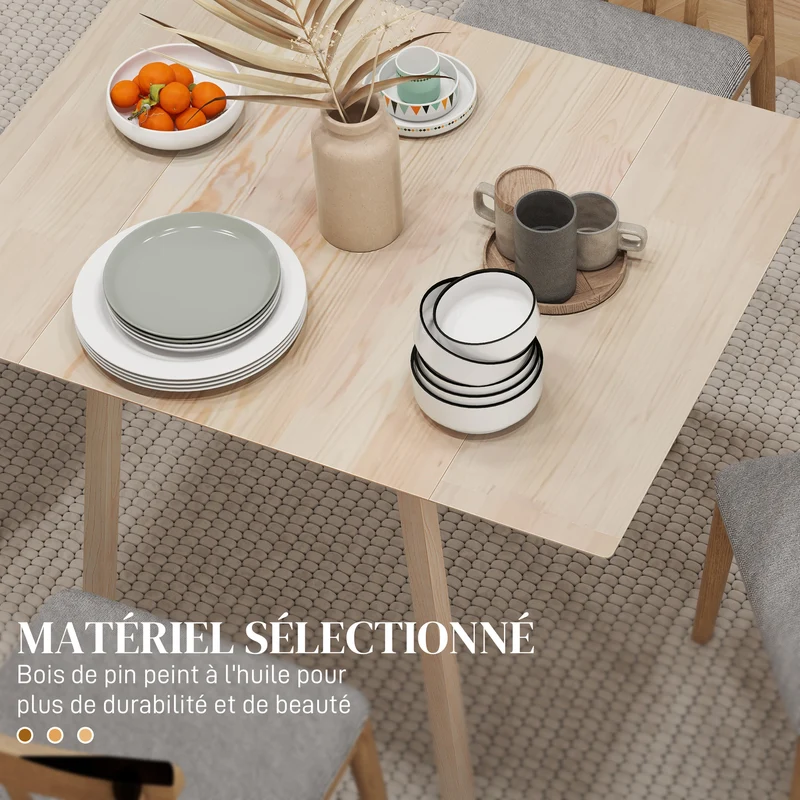 Table à manger pliante 110 x 86 x 75 cm pour 2 à 4 personnes gain de place scandinave épuré en bois de pin bois naturel 21_0003230