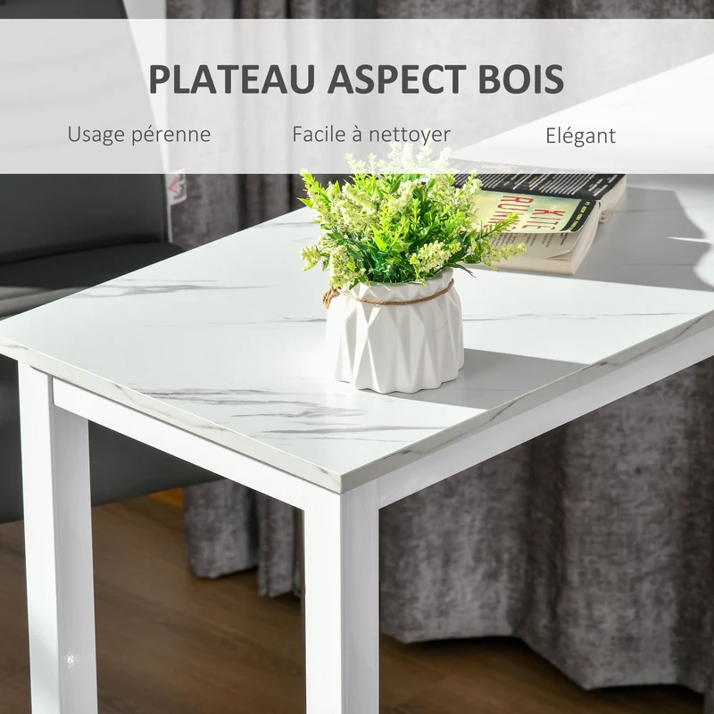 Table de bar mange-debout polyvalente 120 x 40 x 100 cm gain d'espace repose-pied ultra contemporain épuré en bois blanc 21_0002240