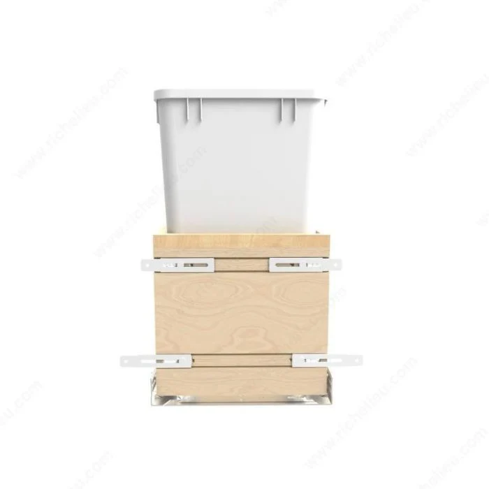 Centre de recyclage coulissant à montage par le bas en bois avec fermeture douceur de Rev-A-Shelf
