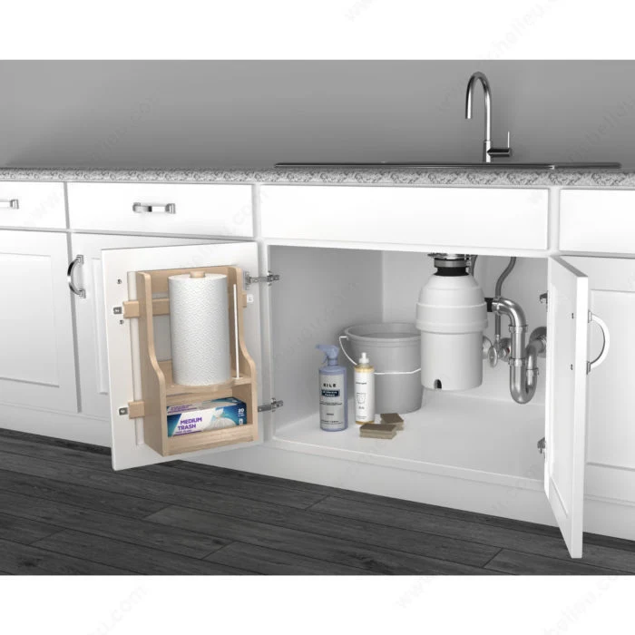 Porte-serviette en bois pour armoires sous évier à montage sur porte REV-A-SHELF
