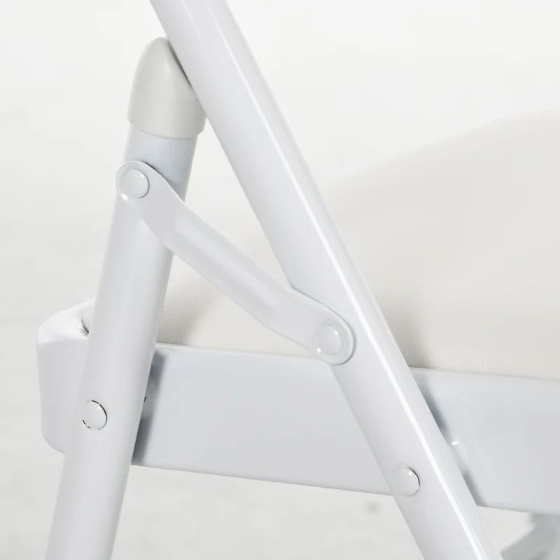 Lot de 4 chaises pliantes salle à manger 45 x 46 x 78 cm gain de place assise rembourrée moderne épuré en acier blanc 21_0002151