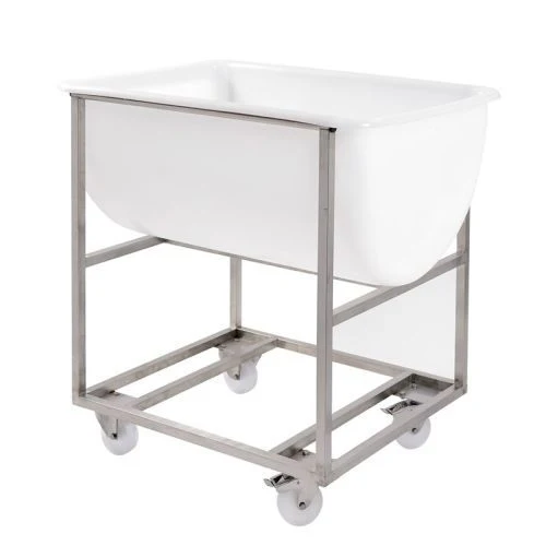 Chariot inox pour bac alimentaire grand volume 75L, 170L, 220L – Travail à hauteur d’homme