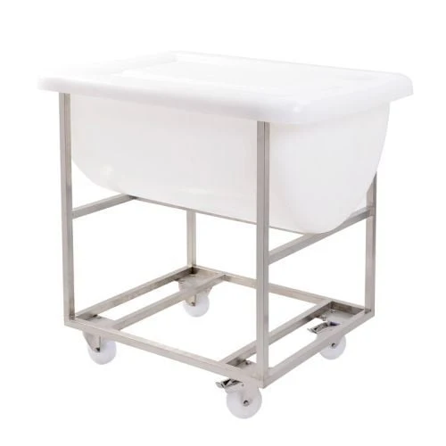 Chariot inox pour bac alimentaire grand volume 75L, 170L, 220L – Travail à hauteur d’homme