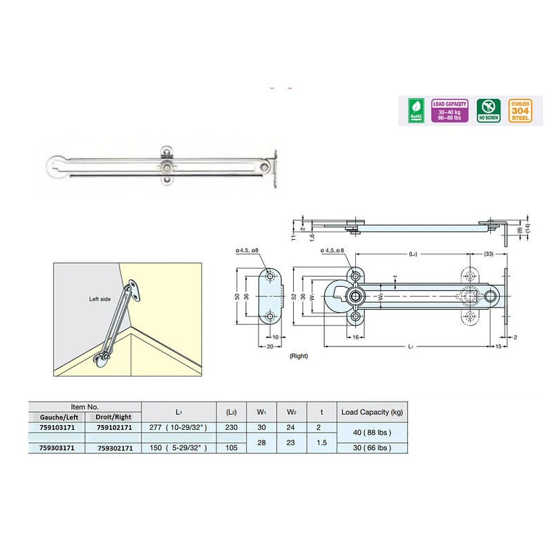 Bras de suspension robuste pour coffre à jouets