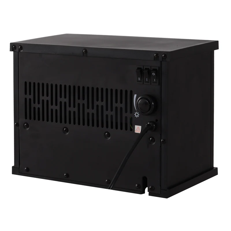 Cheminée électrique poêle 34 x 17 x 25 cm effet flammes chauffage réglable 600 1200w contemporain en plastique noir 21_0001094