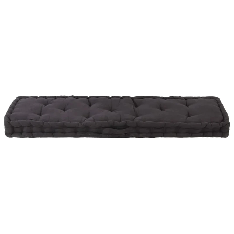 Coussin de plancher de palette Coton matelas de sol 120x40x7 cm Noir DEC021807