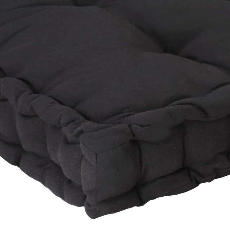 Coussin de plancher de palette Coton matelas de sol 120x40x7 cm Noir DEC021807