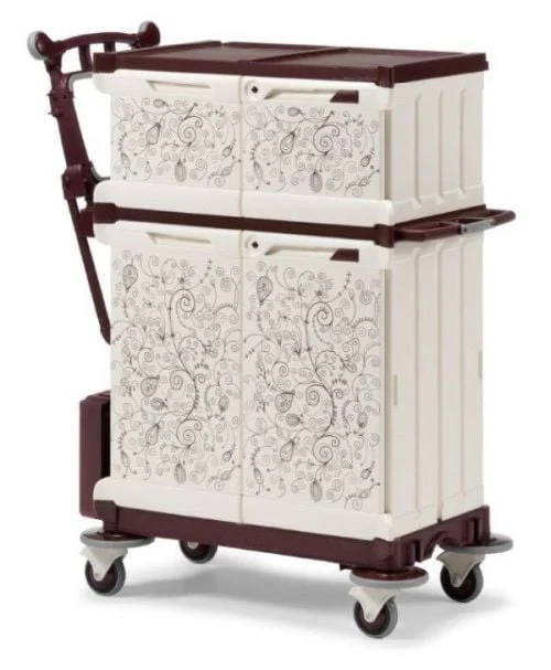 Chariot hôtel surélevé avec support sac pliable – compact et fonctionnel