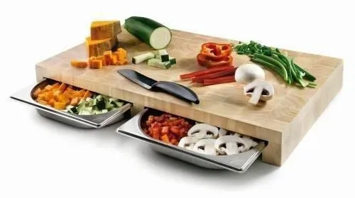 Planche à découper avec bac gastro coulissant