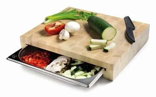 Planche à découper avec bac gastro coulissant
