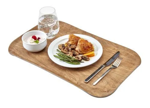 Plateau de service restauration haut de gamme effet bois