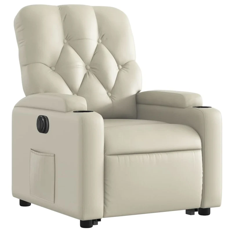 Fauteuil relax TV fonction de levage électrique très confortable en PVC crème DEC028269