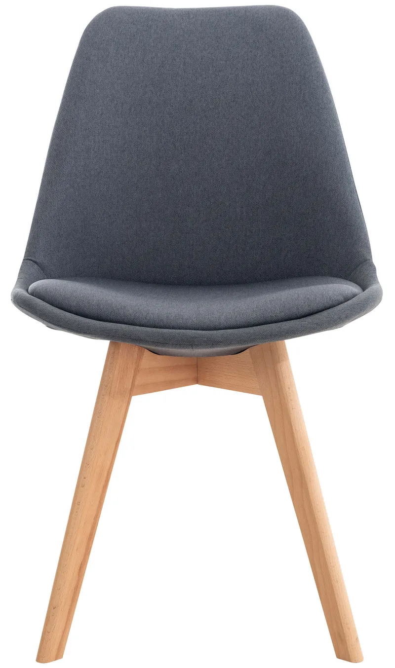 Chaise de salle à manger x1 design scandinave en tissu gris foncé et pieds en bois clair 10_0002293