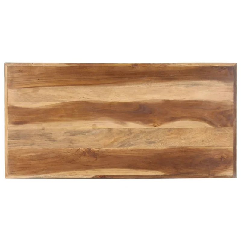 Table de salle à manger design industriel 120 x 60 x 75 cm bois d'acacia massif et bois d'hévéa et acier DEC036596
