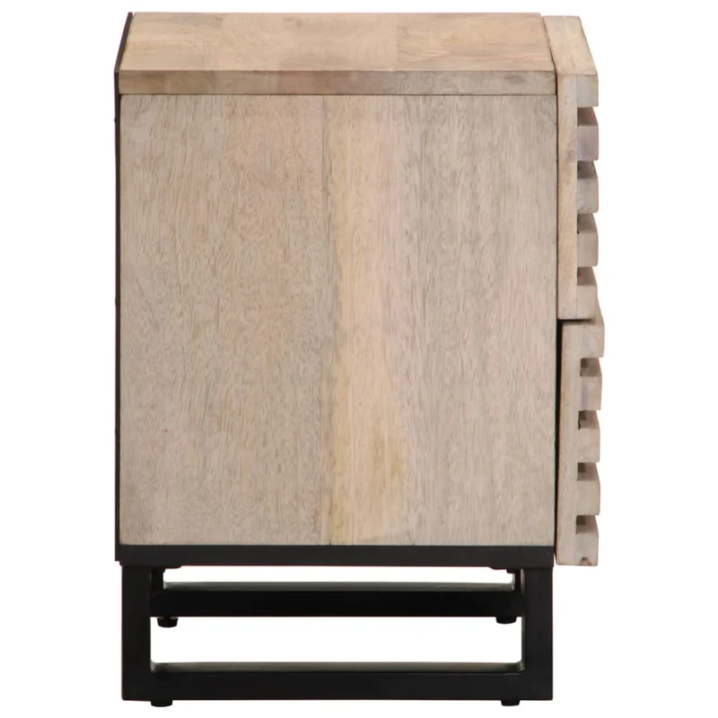 Lot de 2 tables de chevet avec tiroirs 40 x 34 x 46 cm bois manguier massif blanchi DEC034798