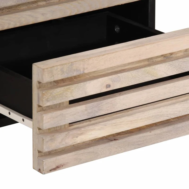 Lot de 2 tables de chevet avec tiroirs 40 x 34 x 46 cm bois manguier massif blanchi DEC034798