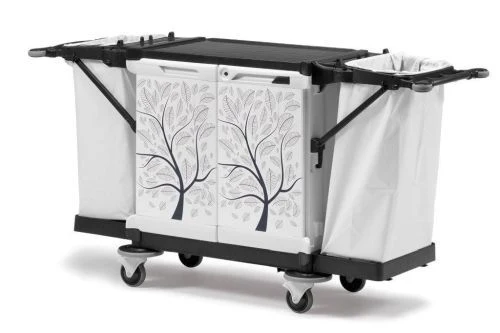 Chariot hôtelier prestige à 2 supports sacs pliables