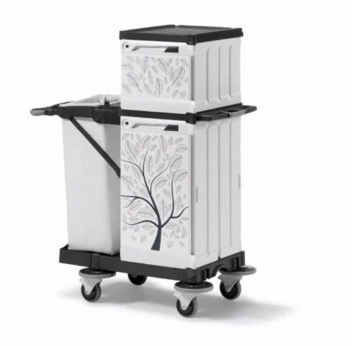 Chariot hôtel compact surélevé avec sac pliable