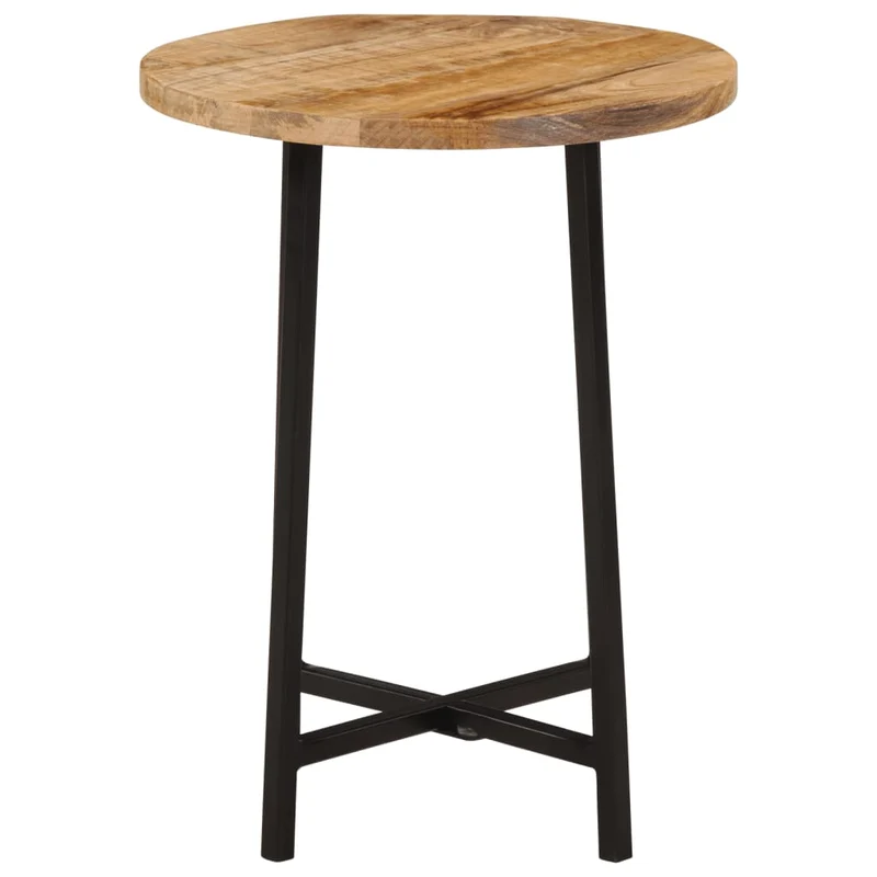 Table d’appoint ronde en bois de manguier massif – pieds en métal – pièce unique DEC037043
