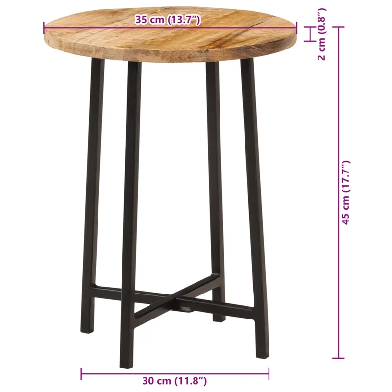 Table d’appoint ronde en bois de manguier massif – pieds en métal – pièce unique DEC037043