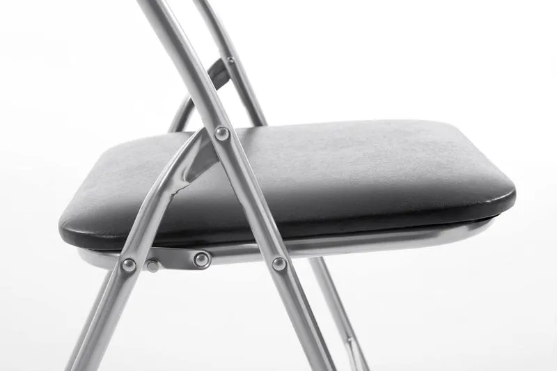 Chaise de cuisine pliable noir pied en métal chromé MED10006