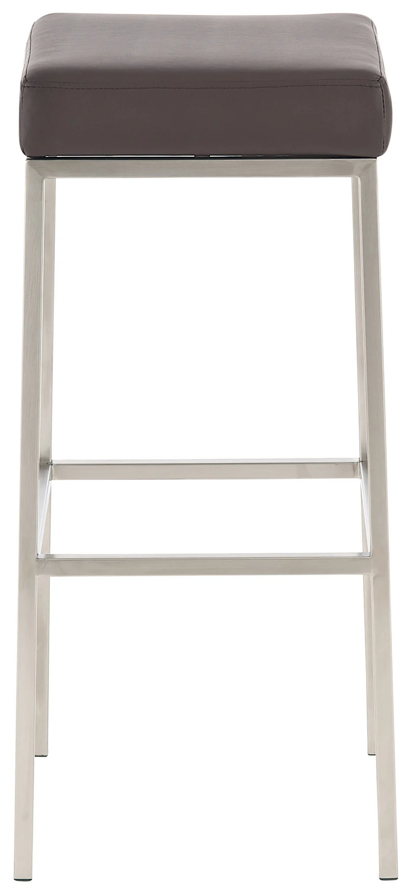 Lot de 2 tabourets de bar avec repose-pieds design simple hauteur 85 cm en PVC marron et acier inoxydable 10_0004373