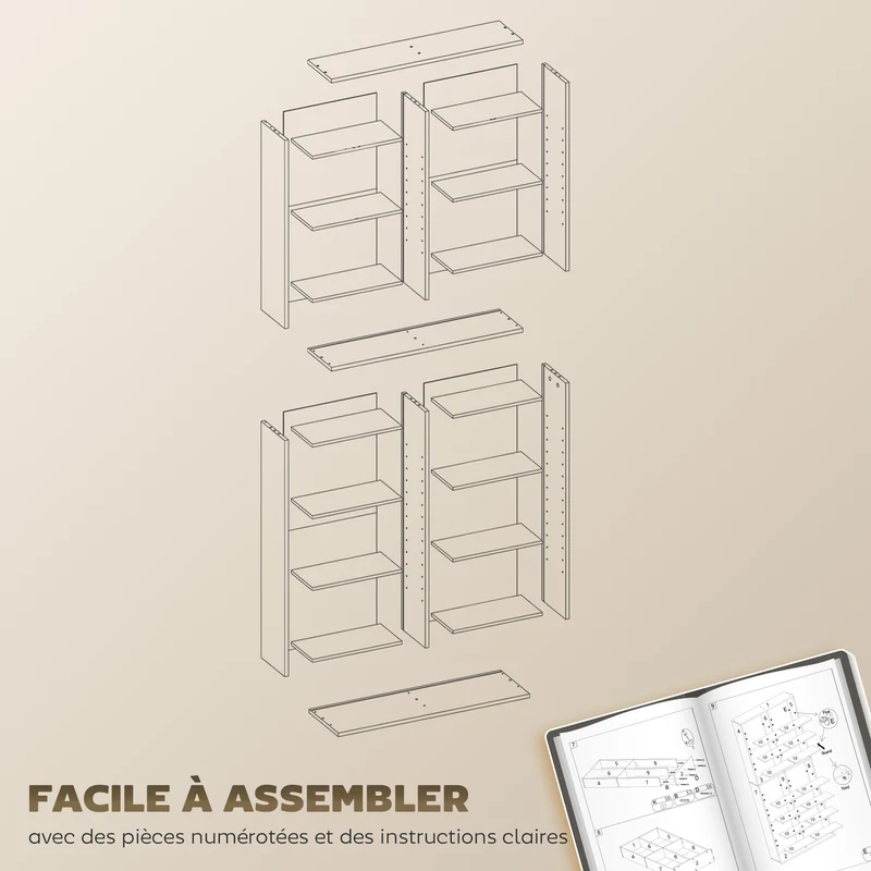 Etagère de rangement cd et dvd 78.5 x 24 x 175 cm 640 cd gain de place moderne en panneau de particules bois naturel 21_0002509