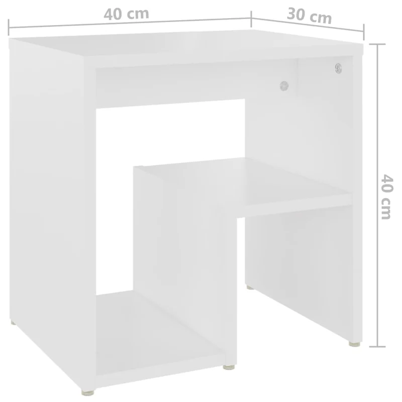 Table de chevet avec étagère 40 x 30 x 40 cm aggloméré blanc DEC033333