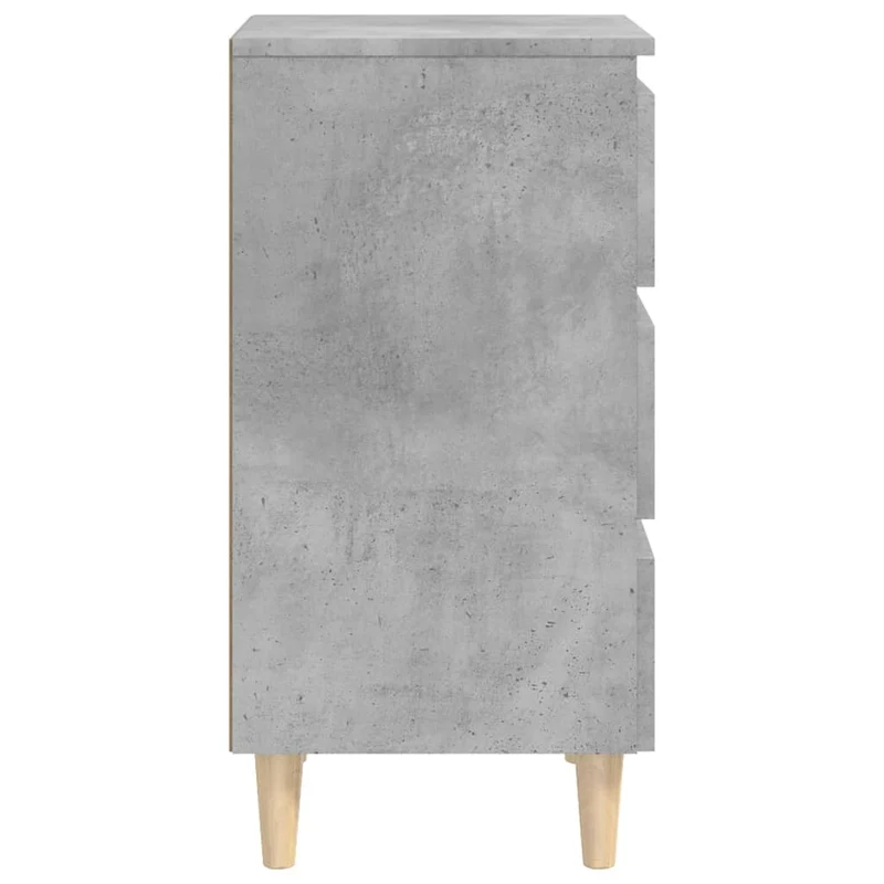 Table de chevet 3 tiroirs avec pieds en bois 40 x 35 x 69cm bois d'ingénierie gris DEC033222