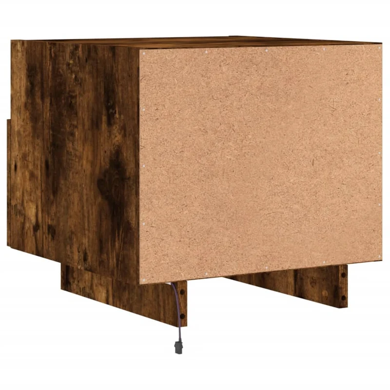 Table de chevet avec lumières LED et tiroir 40 x 39 x 37 cm bois d'ingénierie marron DEC033175