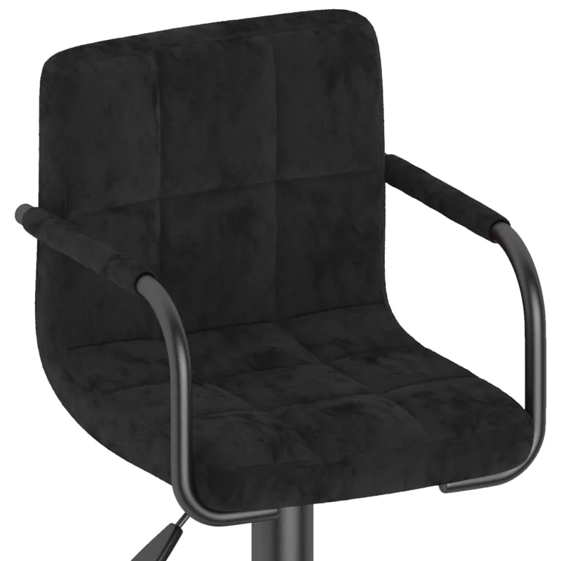 Lot de 2 tabourets de bar chaises hautes avec accoudoirs en velours noir et acier DEC029823