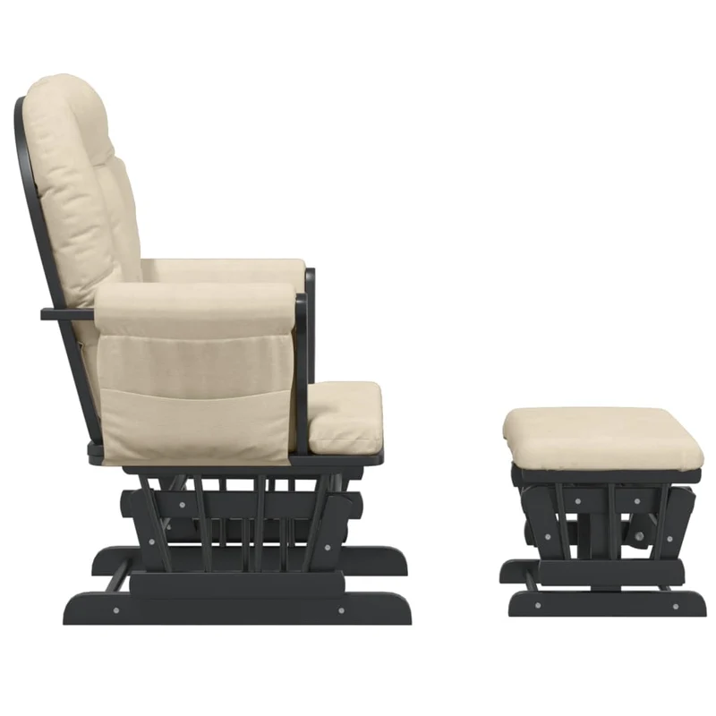 Fauteuil de relaxation chaise berçante d'allaitement avec repose-pieds en tissu crème DEC028733