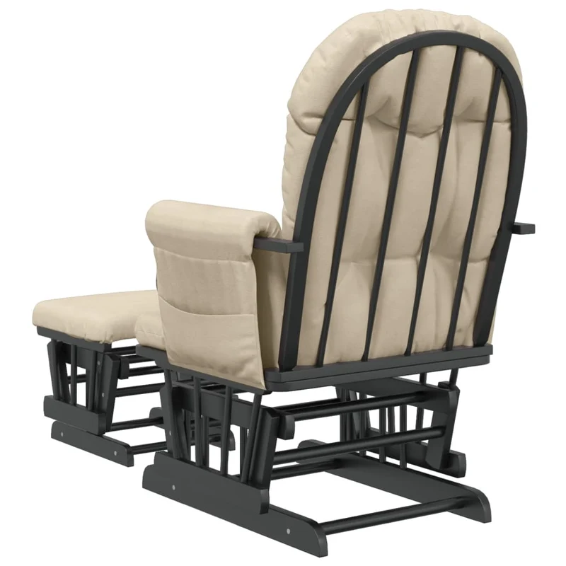 Fauteuil de relaxation chaise berçante d'allaitement avec repose-pieds en tissu crème DEC028733