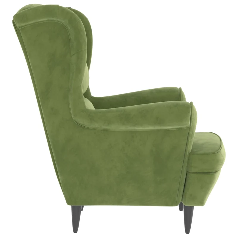 Fauteuil lounge de salon design et moderne en velours vert clair DEC028682