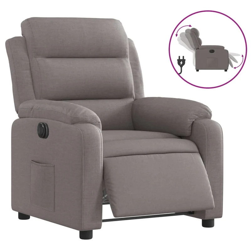 Fauteuil relax TV fonction de levage électrique très confortable en tissu taupe DEC028580