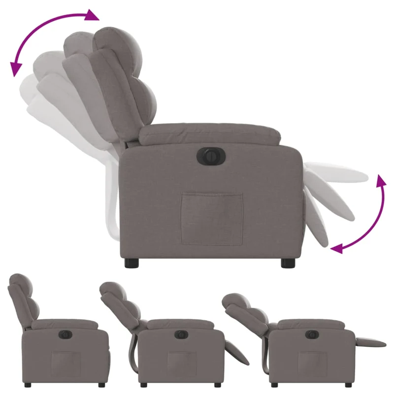 Fauteuil relax TV fonction de levage électrique très confortable en tissu taupe DEC028580