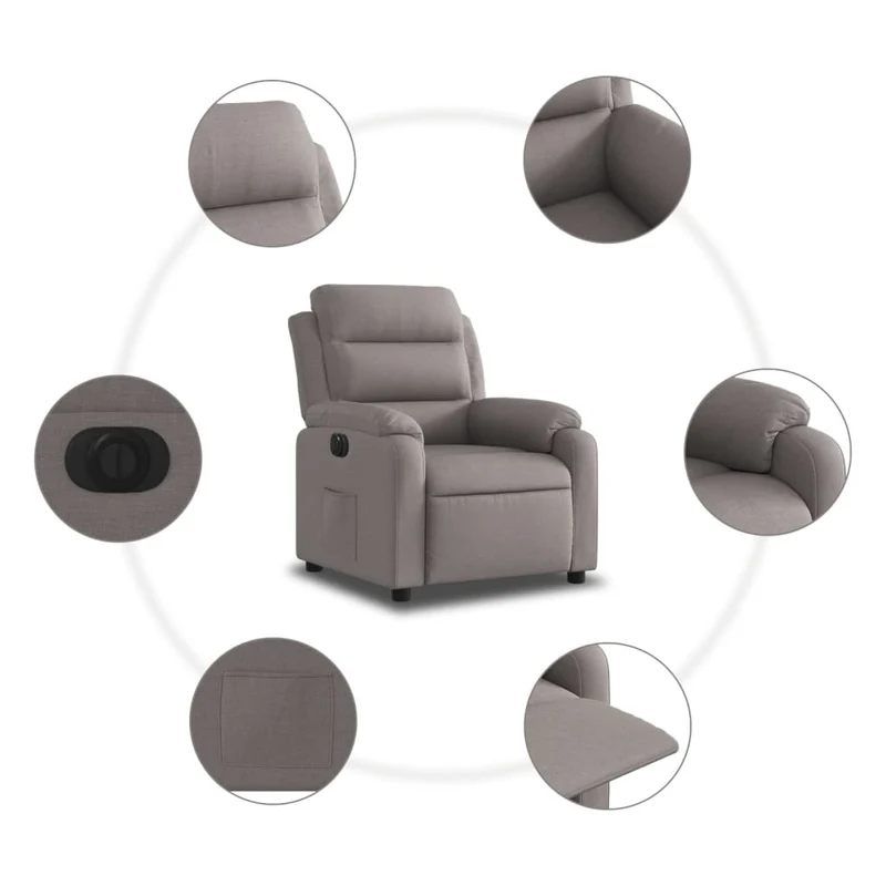 Fauteuil relax TV fonction de levage électrique très confortable en tissu taupe DEC028580