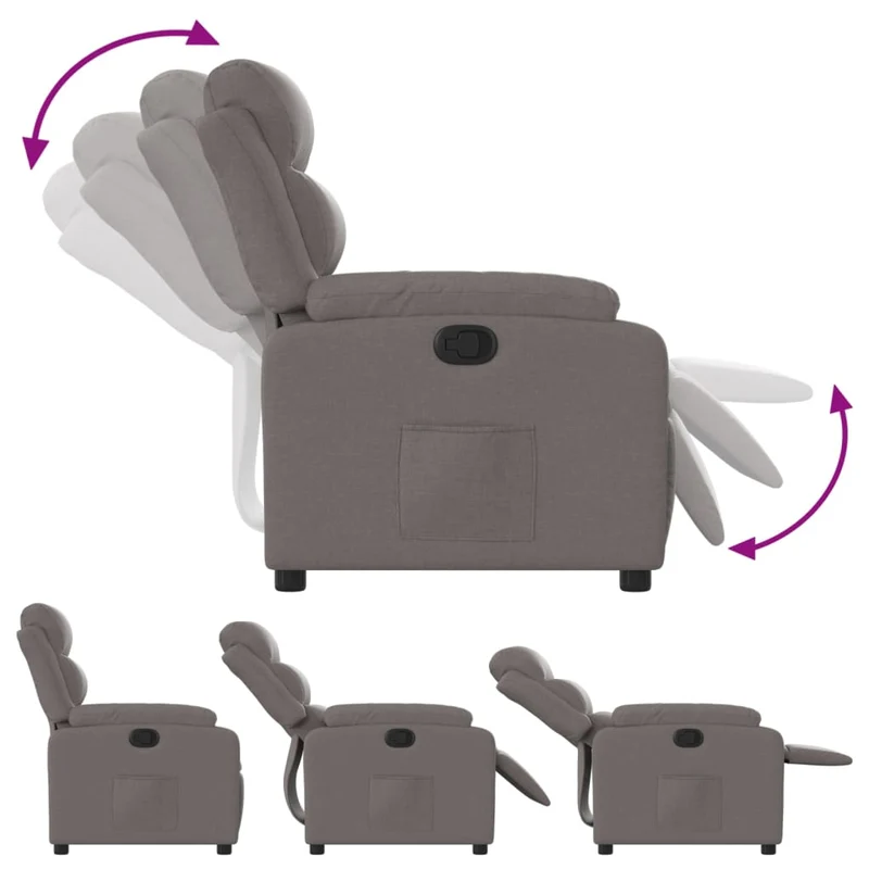 Fauteuil relax TV rembourrage confortable fonction d'inclinaison manuelle en tissu taupe DEC028183