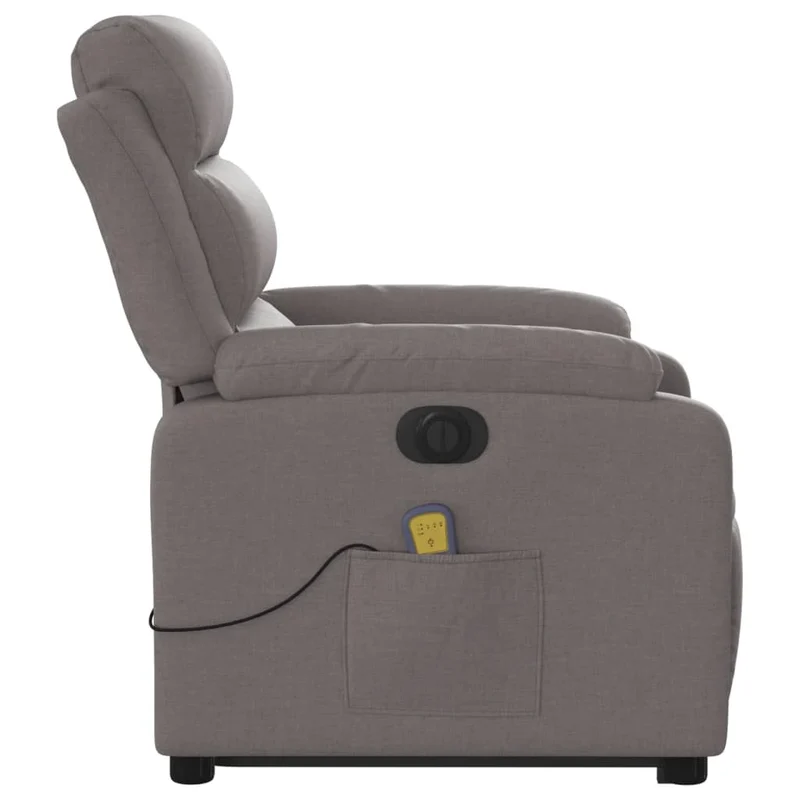 Fauteuil de relaxation fonction massage et inclinable en tissu taupe DEC027868