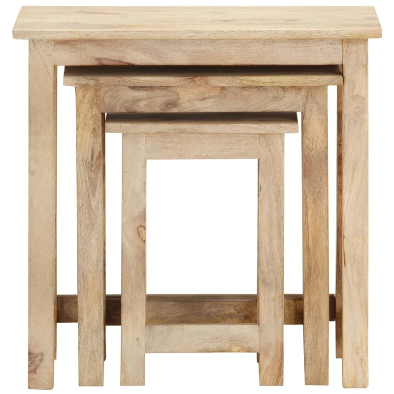 Lot de 3 tables d'appoint gigognes en bois solide de manguier DEC032712