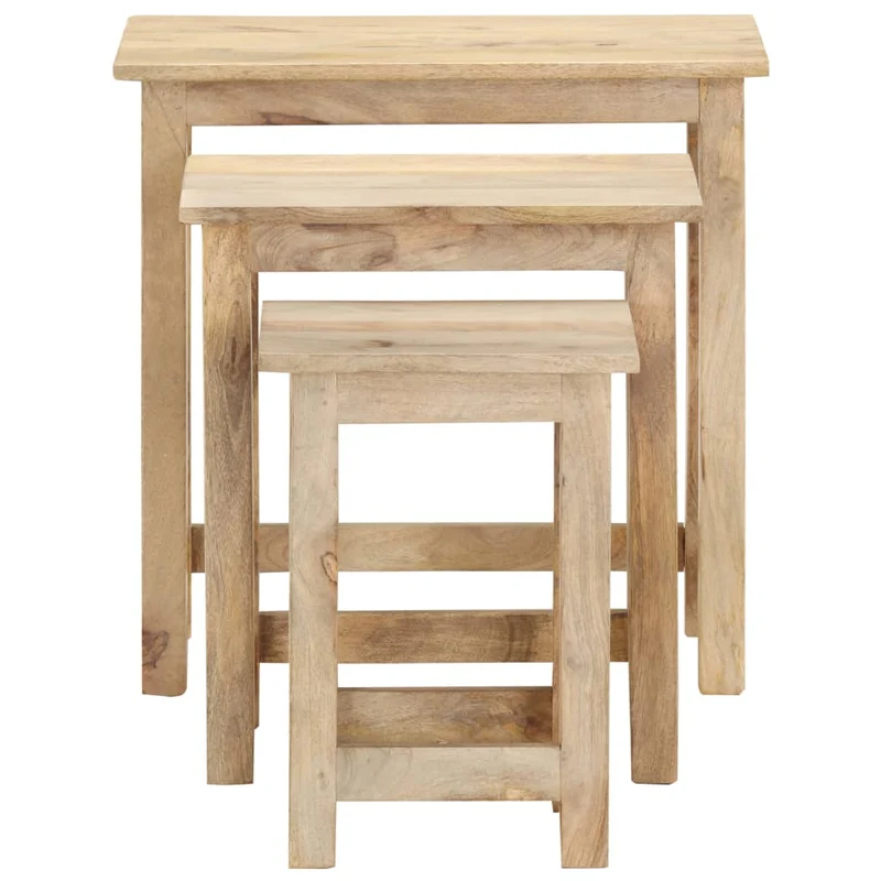 Lot de 3 tables d'appoint gigognes en bois solide de manguier DEC032712