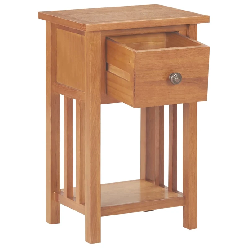 Table d'appoint avec tiroir et étagère 35 x 27 x 55 cm en bois de chêne DEC032580