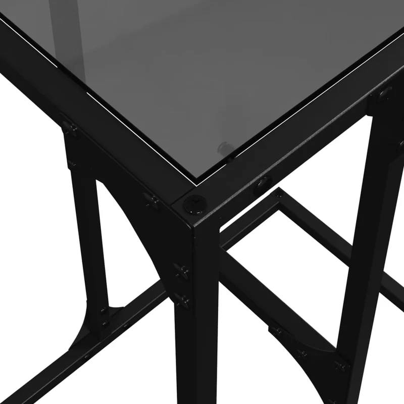 Table d'appoint bout de canapé 40 x 30 x 61,5 cm verre et acier noir DEC032342
