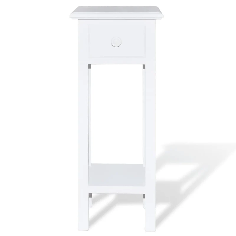 Table d'appoint petit meuble avec tiroir en MDF + bois de pin blanc DEC032341