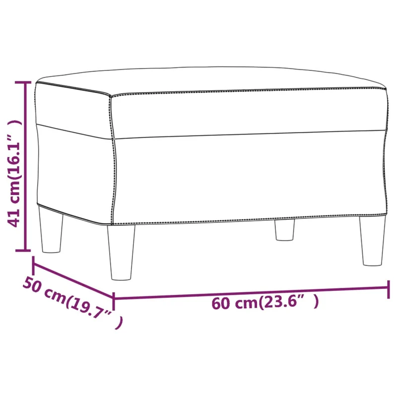 Repose-pieds tabouret bout de lit 60 x 50 x 41 cm PVC gris DEC030193