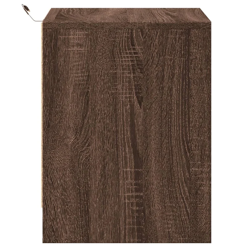 Table de chevet avec tiroirs et LED en bois ingénierie marron DEC032795