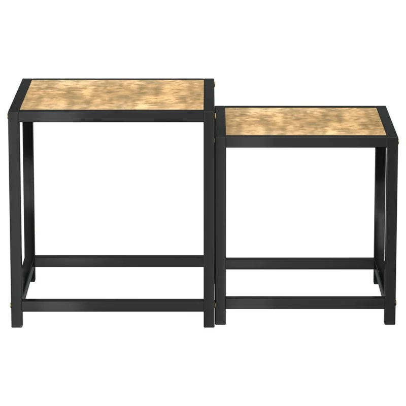 Lot de 2 tables d'appoint support plantes en MDF et acier noir DEC032744