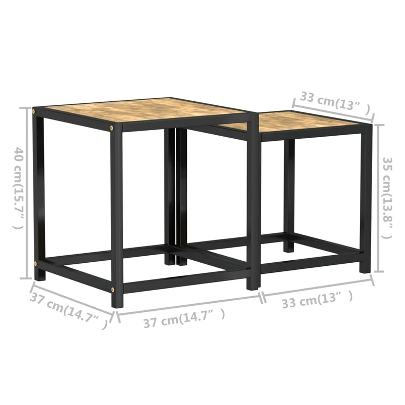 Lot de 2 tables d'appoint support plantes en MDF et acier noir DEC032744