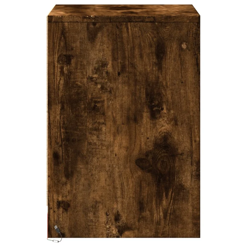 Lot de 2 tables de chevet avec tiroir et LED en bois d'ingénierie couleur chêne fumé marron DEC032842