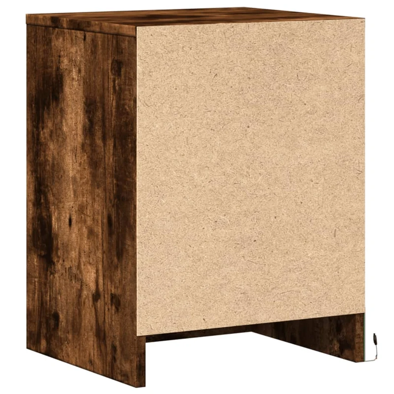 Lot de 2 tables de chevet avec tiroir et LED en bois d'ingénierie couleur chêne fumé marron DEC032842